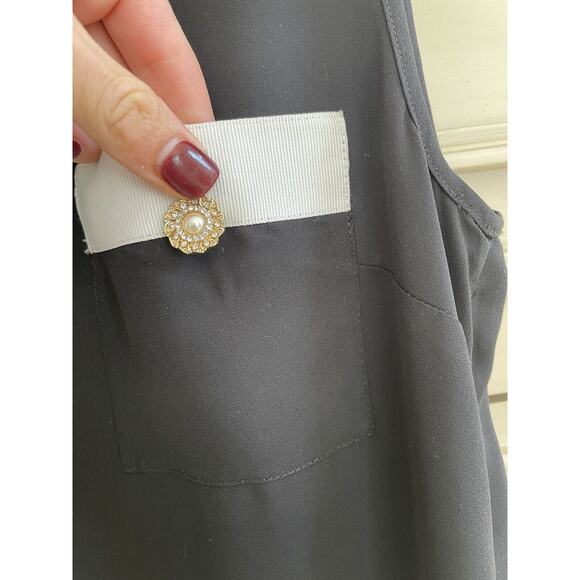 Edward Achour Paris Colorblock Sleeveless Blouse Black White Italy 36‎ US4 - Picture 3 of 11